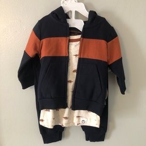 Free Planet 3pc Matching Set (Onesie, Pants, Zip Up) 12 Month